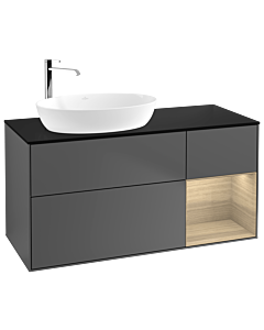 Villeroy und Boch Finion Villeroy und Boch G932PCGK 120cm, plaque de finition noir mat, émotion, étagères Oak Veneer , anthracite mat