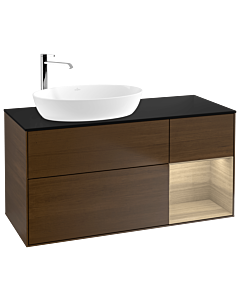 Villeroy und Boch Finion G932PCGN 120cm, plaque de recouvrement noir mat, emotion, étagères Oak Veneer , placage Oak Veneer