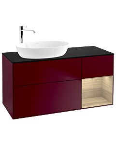 Villeroy und Boch Finion Villeroy und Boch G932PCHB 120cm, plaque de recouvrement noir mat, emotion, étagères Oak Veneer , Peony Matt