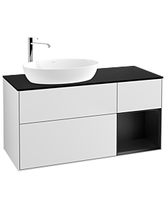 Villeroy und Boch Finion Villeroy und Boch G932PDMT 120cm, plaque de finition noir mat, Emotion, étagères Laque noire mate, Laque blanche mate