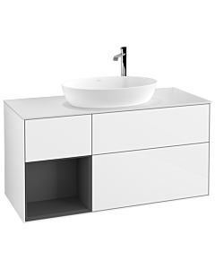 Villeroy und Boch Finion Villeroy und Boch Finion G941GKGF 120cm, cover plate white matt, Emotion, shelves anthracite matt lacquer, glossy white lacquer