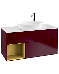 Villeroy und Boch Finion Waschtischunterschrank G941HFHB 120cm, Abdeckplatte white matt, Emotion, Regale Gold matt lacquer, Peony Matt