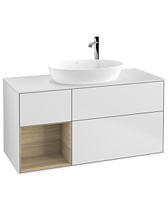 Villeroy und Boch Finion Waschtischunterschrank G941PCMT 120cm, Abdeckplatte white matt, Emotion, Regale Oak Veneer, White matt lacquer