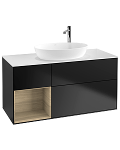 Villeroy und Boch Finion Villeroy und Boch G941PCPD 120cm, plaque de recouvrement blanc mat, Emotion, étagères Oak Veneer , laqué noir mat