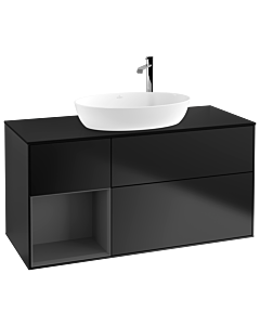 Villeroy und Boch Finion Villeroy und Boch Finion G942GKPD 120cm, cover plate black matt, Emotion, shelves anthracite matt lacquer, black matt lacquer