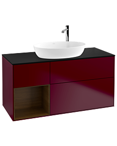 Villeroy und Boch Finion Villeroy und Boch G942GNHB 120cm, plaque de recouvrement noir mat, emotion, étagères Walnut Veneer , Peony Matt