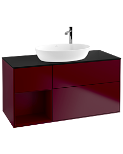 Villeroy und Boch Finion Villeroy und Boch G942HBHB 120cm, plaque de finition noir mat, Emotion, étagères Peony laqué mat, Peony Matt