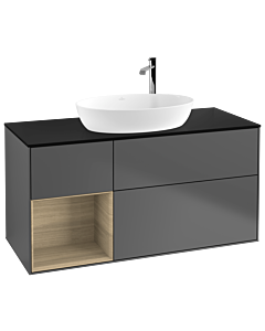 Villeroy und Boch Finion Villeroy und Boch Finion G942PCGK 120cm, cover plate black matt, Emotion, shelves Oak Veneer , anthracite matt