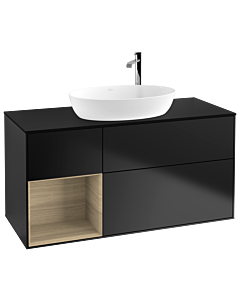 Villeroy und Boch Finion Villeroy und Boch Finion G942PCPD 120cm, cover plate black matt, Emotion, shelves Oak Veneer , black matt lacquer