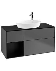 Villeroy und Boch Finion Villeroy und Boch Finion G942PDGK 120cm, cover plate black matt, Emotion, shelves black matt lacquer, anthracite matt