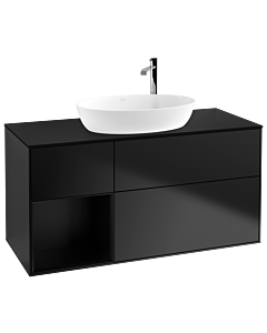 Villeroy und Boch Finion Villeroy und Boch G942PDPD 120cm, plaque de finition noir mat, Emotion, étagères Laque noire mate, Laque noire mate