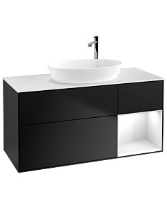 Villeroy und Boch Finion Villeroy und Boch Finion G951GFPD 120cm, cover plate white matt, Emotion, shelves Glossy white lacquer, Black matt lacquer