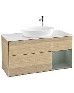 Villeroy und Boch Finion Villeroy und Boch Finion G951GMPC 120cm, cover plate white matt, Emotion, shelves olive matt lacquer, Oak Veneer