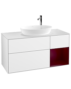 Villeroy und Boch Finion Villeroy und Boch G951HBGF 120cm, plaque de finition blanc mat, Emotion, étagères Peony laqué mat, laqué blanc brillant