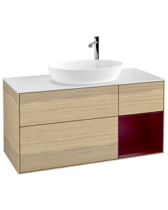 Villeroy und Boch Finion Waschtischunterschrank G951HBPC 120cm, Abdeckplatte white matt, Emotion, Regale Peony matt lacquer, Oak Veneer