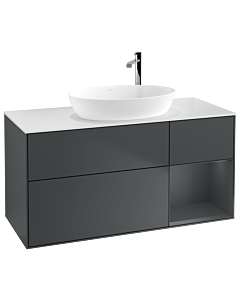 Villeroy und Boch Finion Villeroy und Boch G951HGHG 120cm, plaque de recouvrement blanc mat, Emotion, étagères Midnight laqué mat, Midnight Blue Matt Lacquer