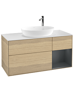 Villeroy und Boch Finion Waschtischunterschrank G951HGPC 120cm, Abdeckplatte white matt, Emotion, Regale Midnight matt lacquer, Oak Veneer