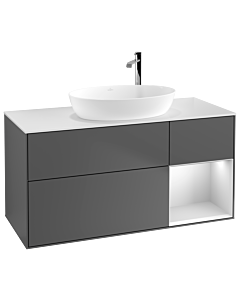 Villeroy und Boch Finion Villeroy und Boch Finion G951MTGK 120cm, cover plate white matt, Emotion, shelves white matt lacquer, anthracite matt