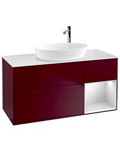 Villeroy und Boch Finion Waschtischunterschrank G951MTHB 120cm, Abdeckplatte white matt, Emotion, Regale White matt lacquer, Peony Matt