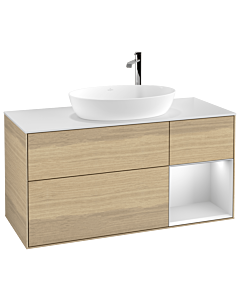 Villeroy und Boch Finion Waschtischunterschrank G951MTPC 120cm, Abdeckplatte white matt, Emotion, Regale White matt lacquer, Oak Veneer