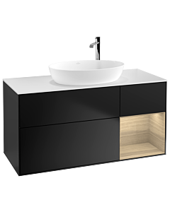 Villeroy und Boch Finion Villeroy und Boch G951PCPD 120cm, plaque de finition blanc mat, Emotion, étagères Oak Veneer , laqué noir mat