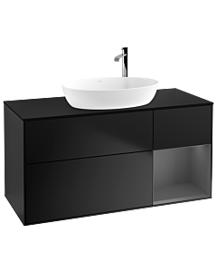 Villeroy und Boch Finion Villeroy und Boch Finion G952GKPD 120cm, cover plate black matt, Emotion, shelves anthracite matt lacquer, black matt lacquer