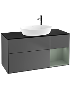 Villeroy und Boch Finion Villeroy und Boch Finion G952GMGK 120cm, cover plate black matt, Emotion, shelves olive matt lacquer, anthracite matt