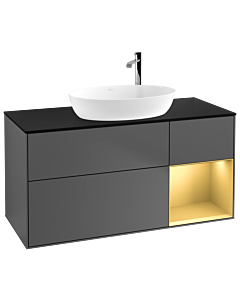 Villeroy und Boch Finion Villeroy und Boch Finion G952HFGK 120cm, cover plate black matt, Emotion, shelves gold matt lacquer, anthracite matt