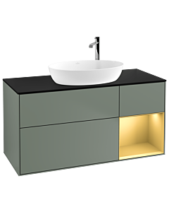Villeroy und Boch Finion Villeroy und Boch Finion G952HFGM 120cm, cover plate black matt, Emotion, shelves gold matt lacquer, Olive Matt Lacquer
