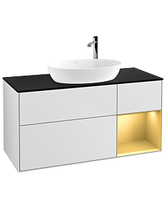 Villeroy und Boch Finion Villeroy und Boch Finion G952HFMT 120cm, cover plate black matt, Emotion, shelves gold matt lacquer, white matt lacquer