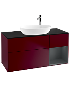 Villeroy und Boch Finion Villeroy und Boch Finion G952HGHB 120cm, cover plate black matt, Emotion, shelves Midnight matt lacquer, Peony Matt