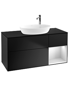 Villeroy und Boch Finion Villeroy und Boch Finion G952MTPD 120cm, cover plate black matt, Emotion, shelves White matt lacquer, Black matt lacquer