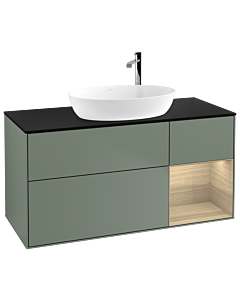 Villeroy und Boch Finion Villeroy und Boch G952PCGM 120cm, plaque de recouvrement noir mat, emotion, étagères Oak Veneer , Olive Matt Lacquer