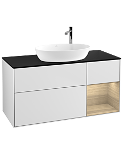 Villeroy und Boch Finion Villeroy und Boch Finion G952PCMT 120cm, cover plate black matt, Emotion, shelves Oak Veneer , white matt lacquer