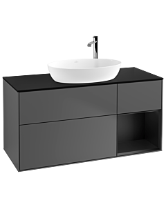 Villeroy und Boch Finion Waschtischunterschrank G952PDGK 120cm, Abdeckplatte black matt, Emotion, Regale Black matt lacquer, Anthracite matt