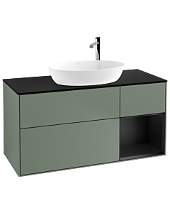 Villeroy und Boch Finion Villeroy und Boch Finion G952PDGM 120cm, cover plate black matt, Emotion, shelves black matt lacquer, Olive Matt Lacquer