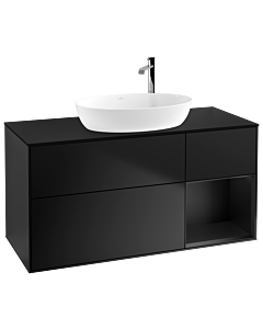 Villeroy und Boch Finion Waschtischunterschrank G952PDPD 120cm, Abdeckplatte black matt, Emotion, Regale Black matt lacquer, Black matt lacquer