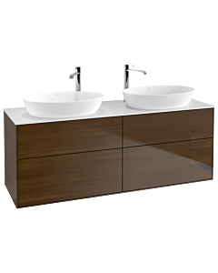 Villeroy und Boch Finion Waschtischunterschrank G96100GN 160x60,3cm, Emotion, Abdeckplatte white matt, Walnut veneer