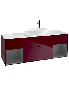 Villeroy und Boch Finion Waschtischunterschrank G981GKHB 160cm, Abdeckplatte white matt, Emotion, Regale Anthracite matt lacquer, Peony Matt