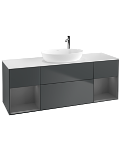 Villeroy und Boch Finion Waschtischunterschrank G981GKHG 160cm, Abdeckplatte white matt, Emotion, Regale Anthracite matt lacquer, Midnight Blue Matt Lacquer