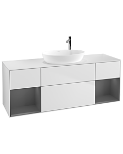 Villeroy und Boch Finion Villeroy und Boch Finion G981GKMT 160cm, cover plate white matt, Emotion, shelves anthracite matt lacquer, white matt lacquer