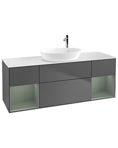 Villeroy und Boch Finion Villeroy und Boch Finion G981GMGK 160cm, cover plate white matt, Emotion, shelves olive matt lacquer, anthracite matt