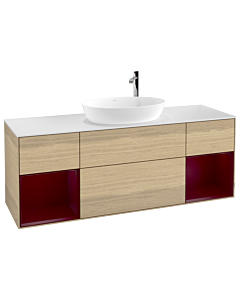 Villeroy und Boch Finion Villeroy und Boch Finion G981HBPC 160cm, cover plate white matt, Emotion, shelves Peony matt lacquer, Oak Veneer