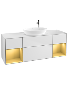 Villeroy und Boch Finion Villeroy und Boch Finion G981HFMT 160cm, cover plate white matt, Emotion, shelves gold matt lacquer, white matt lacquer