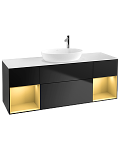Villeroy und Boch Finion Villeroy und Boch Finion G981HFPD 160cm, cover plate white matt, Emotion, shelves gold matt lacquer, black matt lacquer