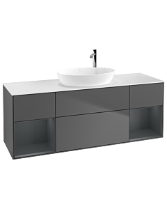 Villeroy und Boch Finion Villeroy und Boch G981HGGK 160cm, plaque de finition blanc mat, Emotion, étagères Laque mat minuit, Anthracite mat