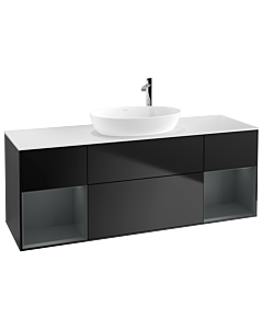 Villeroy und Boch Finion Villeroy und Boch Finion G981HGPD 160cm, cover plate white matt, Emotion, shelves midnight matt lacquer, black matt lacquer