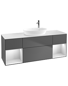 Villeroy und Boch Finion Villeroy und Boch Finion G981MTGK 160cm, cover plate white matt, Emotion, shelves white matt lacquer, anthracite matt