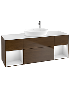 Villeroy und Boch Finion Villeroy und Boch Finion G981MTGN 160cm, cover plate white matt, Emotion, shelves white matt lacquer, walnut veneer