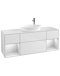 Villeroy und Boch Finion Waschtischunterschrank G981MTMT 160cm, Abdeckplatte white matt, Emotion, Regale White matt lacquer, White matt lacquer